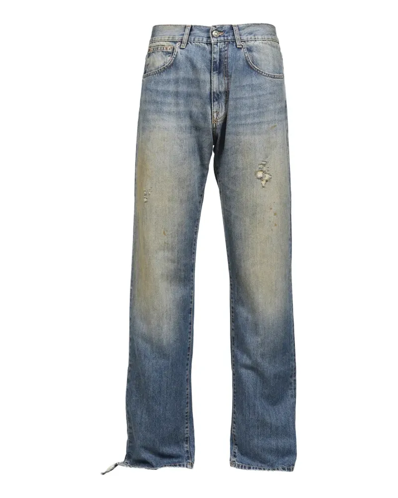 FourTwoFour on Fairfax Gerade Jeans im Distressed-Look - Blau Blau