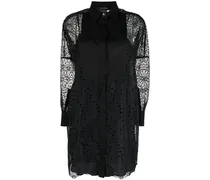 Besticktes Hemdkleid - Schwarz