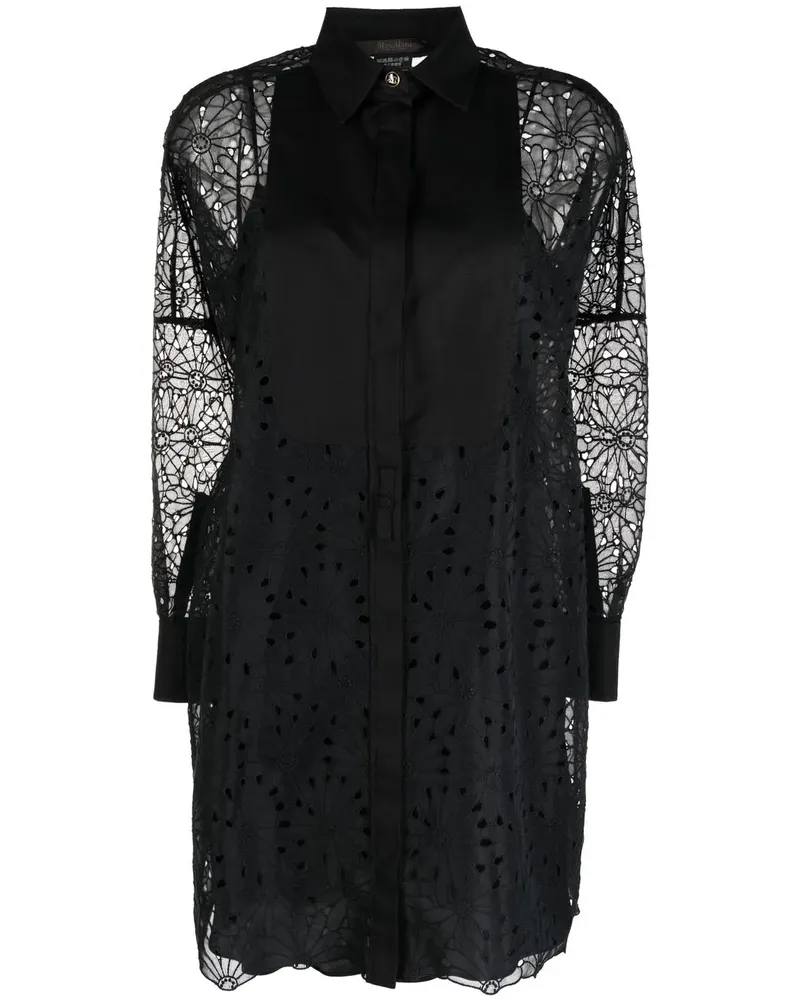Max Mara Besticktes Hemdkleid - Schwarz Schwarz