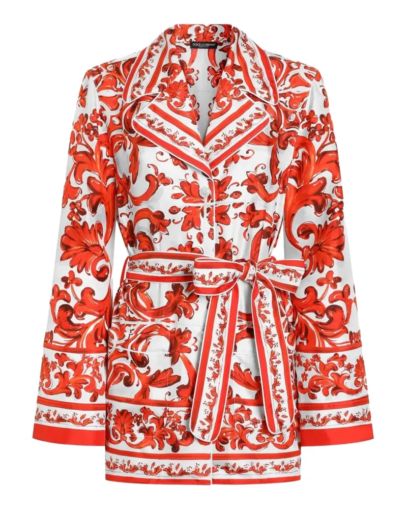 Dolce & Gabbana Vanity Seidenhemd mit Majolica-Print - Weiß Weiß