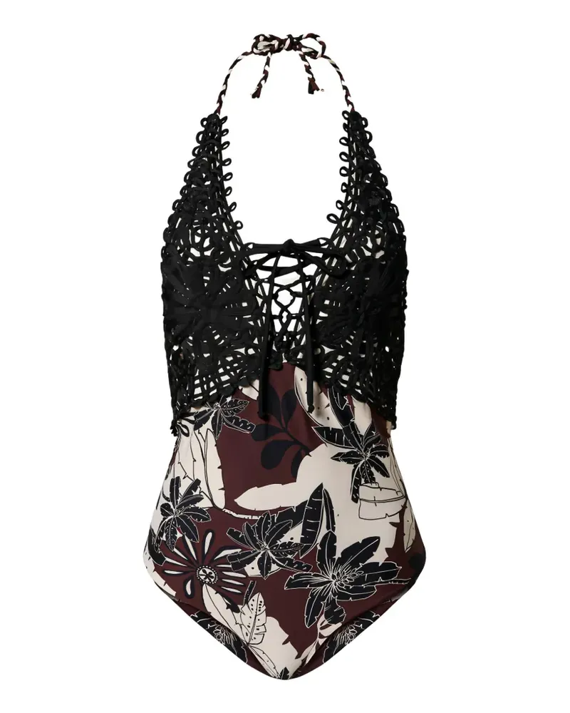 Twin-Set floral-embroidered swimsuit - Braun Braun