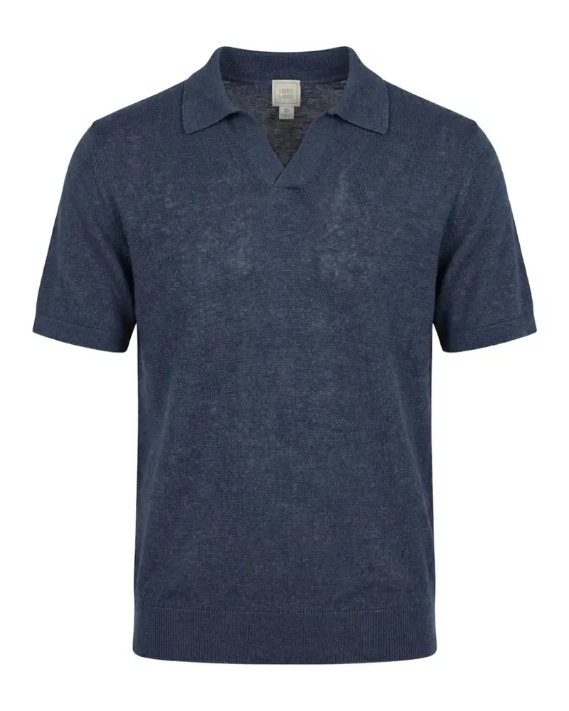 120% Lino short-sleeve knitted T-shirt - Blau Blau