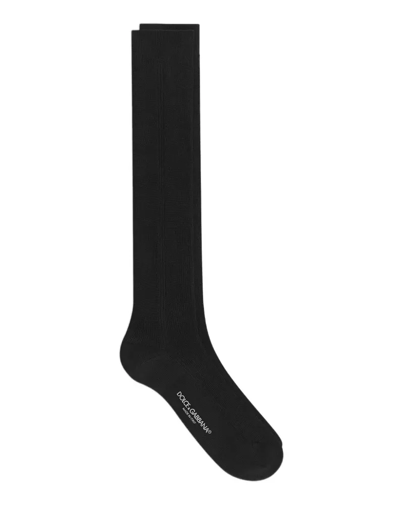 Dolce & Gabbana Gerippte Kniestrümpfe - Schwarz Schwarz