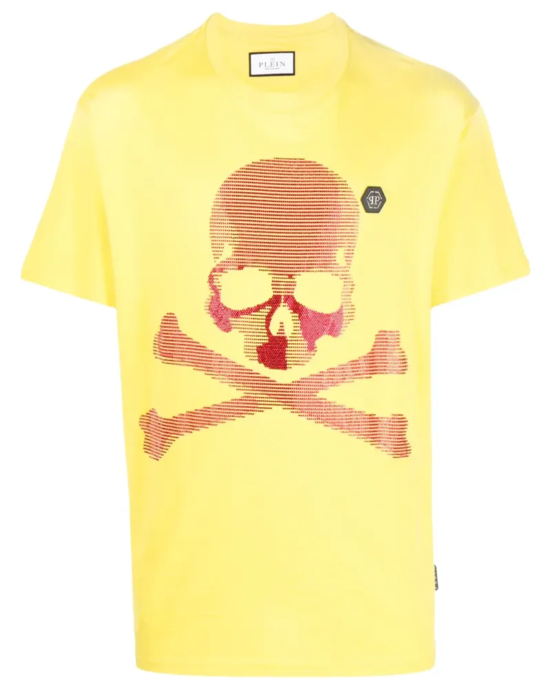 Philipp Plein T-Shirt mit Totenkopf-Print - Gelb Gelb