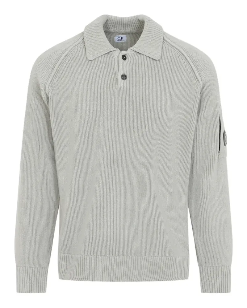 C.P. Company chenille cotton Lens polo sweater - Grau Grau