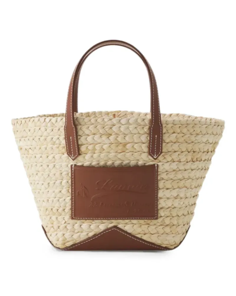 Lanvin woven leather-trim tote bag - Nude Nude