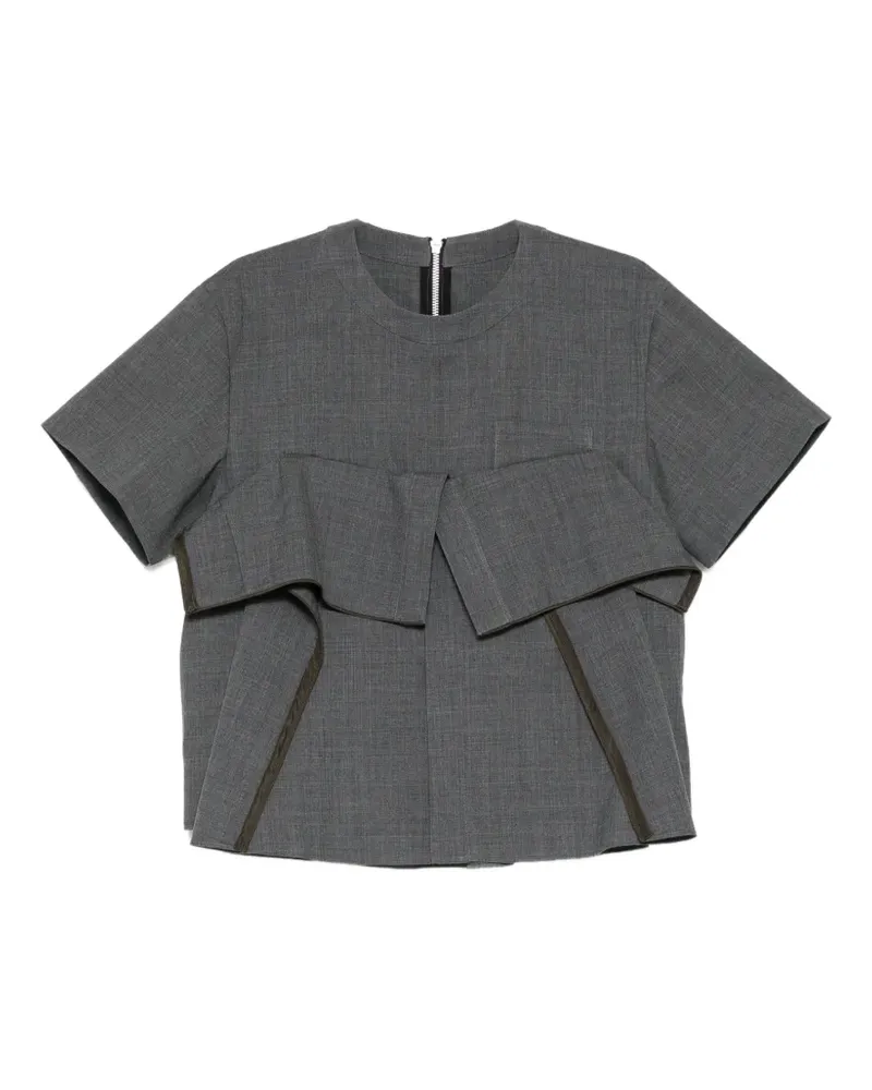 Sacai ruffled short-sleeve top - Grau Grau