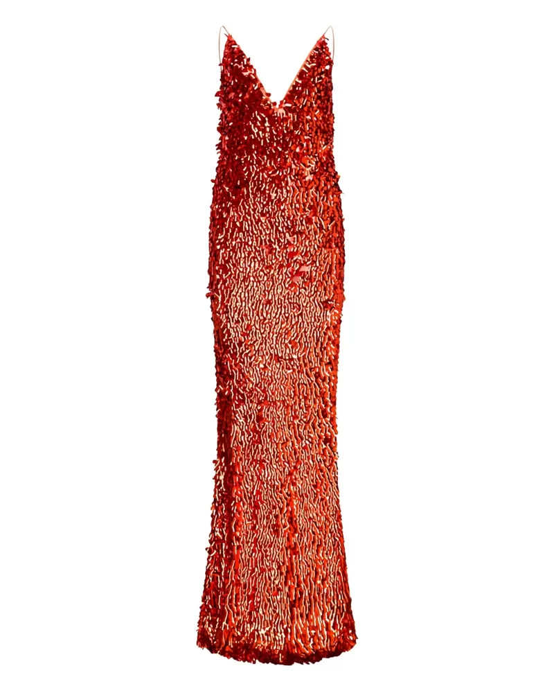 The New Arrivals Ilkyaz Ozel Claudie sequin maxi dress - Rot Rot