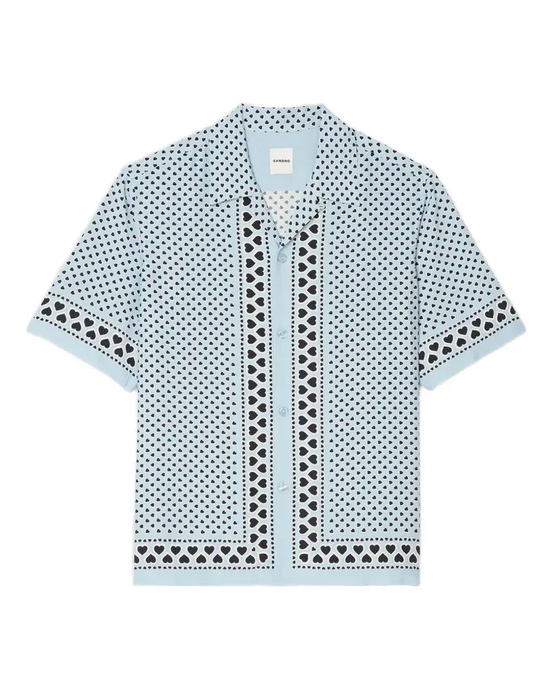 Sandro T-Shirt mit Herz-Print - Blau Blau
