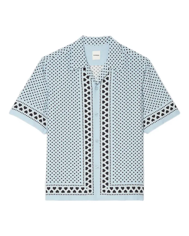 Sandro T-Shirt mit Herz-Print - Blau Blau