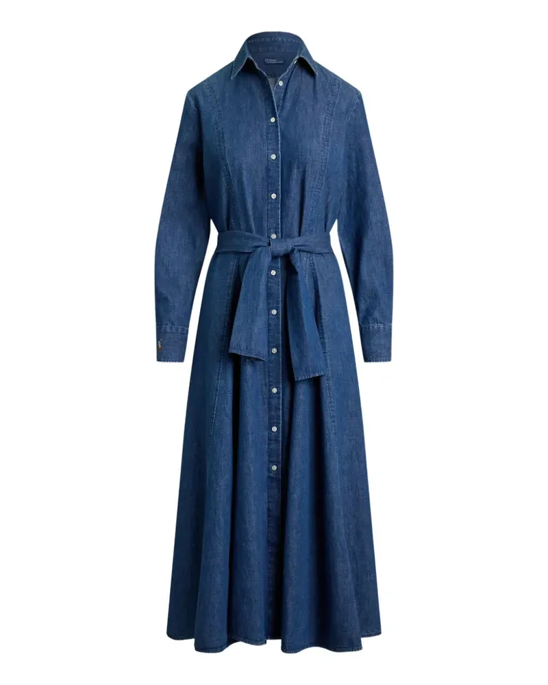 Ralph Lauren Midikleid mit Bindegürtel - Blau Blau