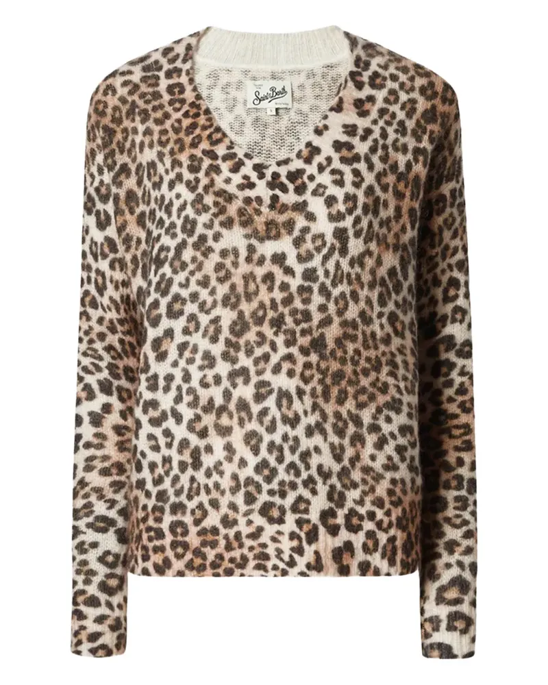 MC2 Saint Barth leopard v-neck sweater - Nude Nude