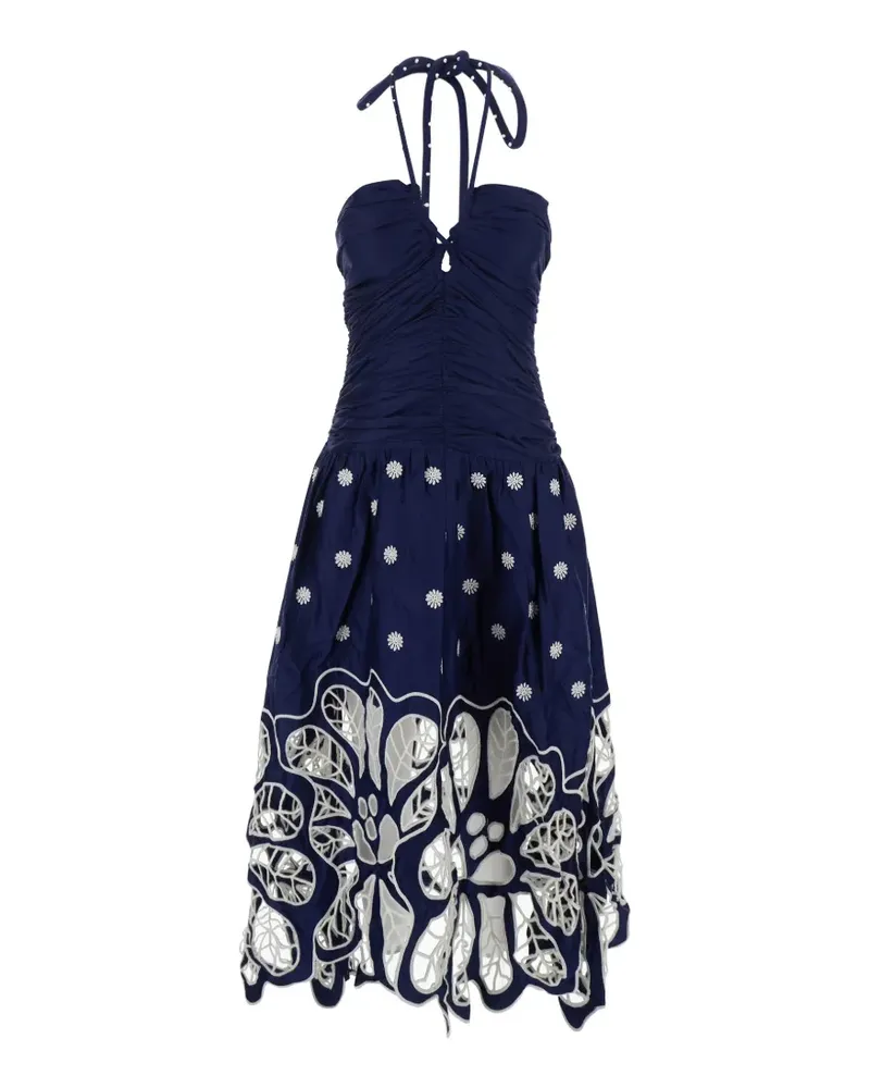 FARM Rio embroidered cut-out midi dress - Blau Blau