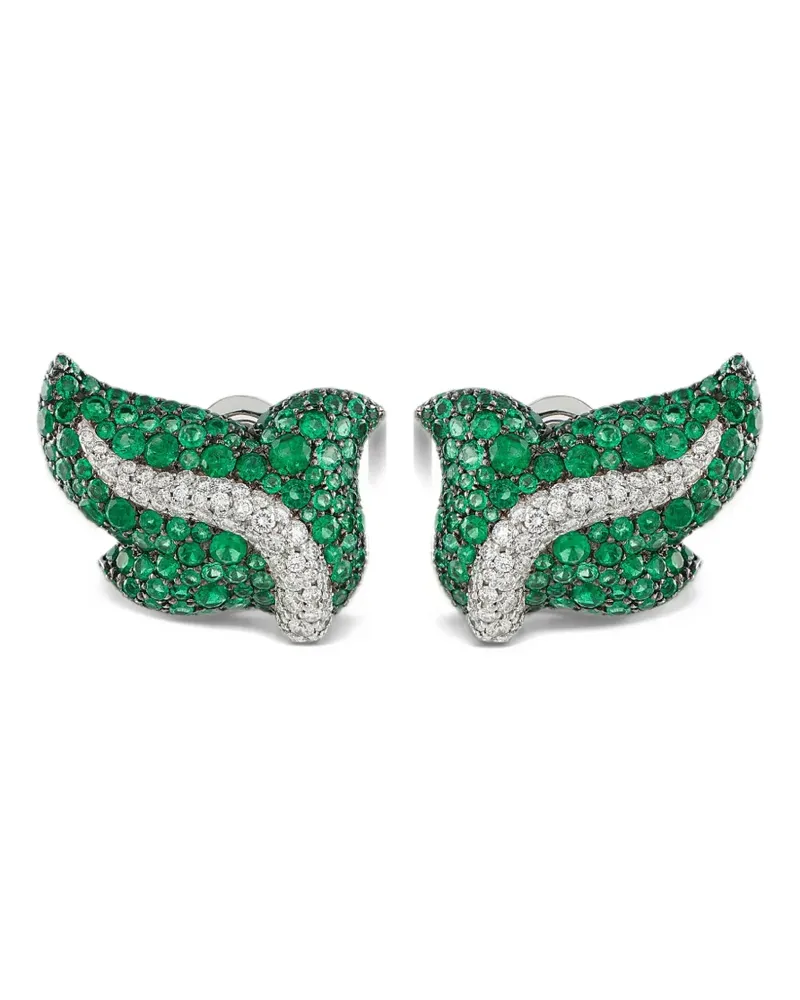De Grisogono emerald diamond leaf earrings - Silber Silber