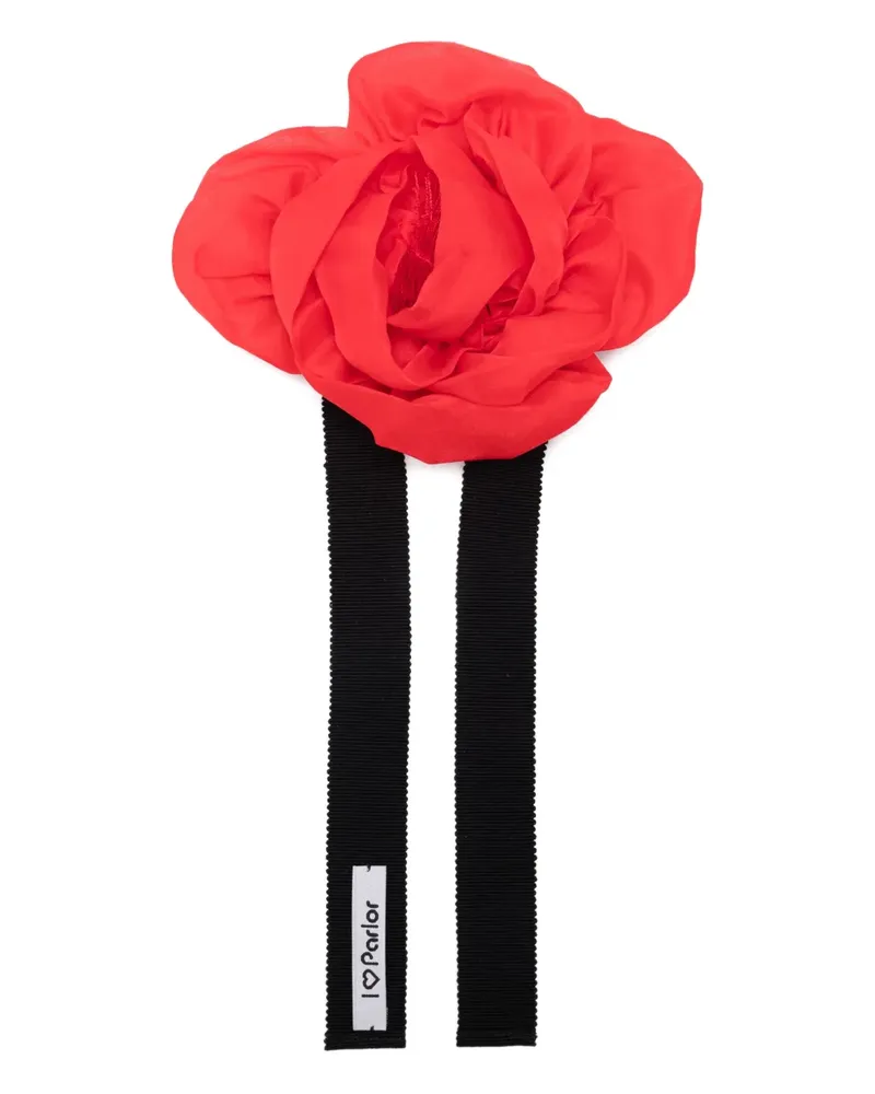 Parlor Choker mit Schleife in Rosenform - Rot Rot