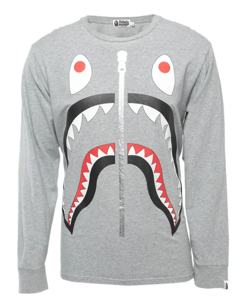 BAPE Langarmshirt mit Print - Grau Grau