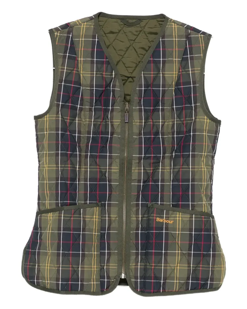 Barbour Gesteppte Weste mit Schottenkaro - Grün Grün