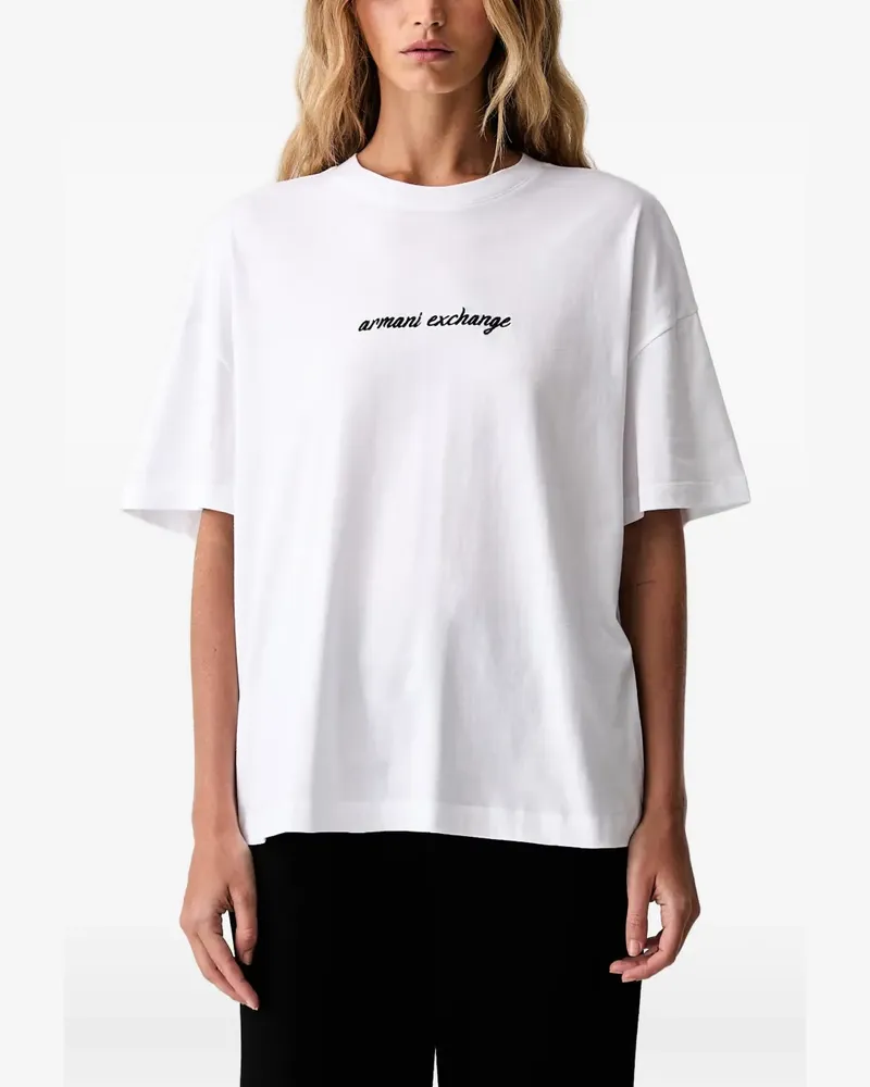 Armani Exchange T-Shirt mit Logo-Stickerei - Weiß Weiß