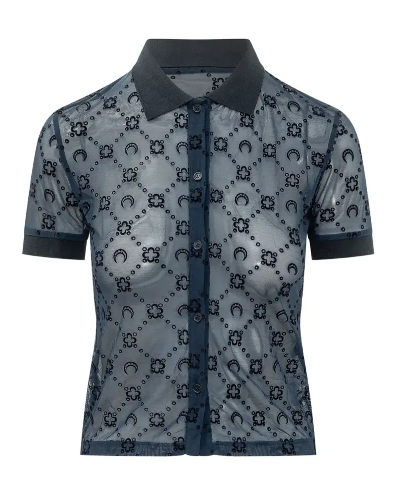 Marine Serre Moonogram-flock shirt - Blau Blau