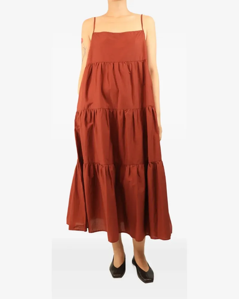 Matteau Gestuftes Midikleid mit Spaghettiträgern - Braun Braun