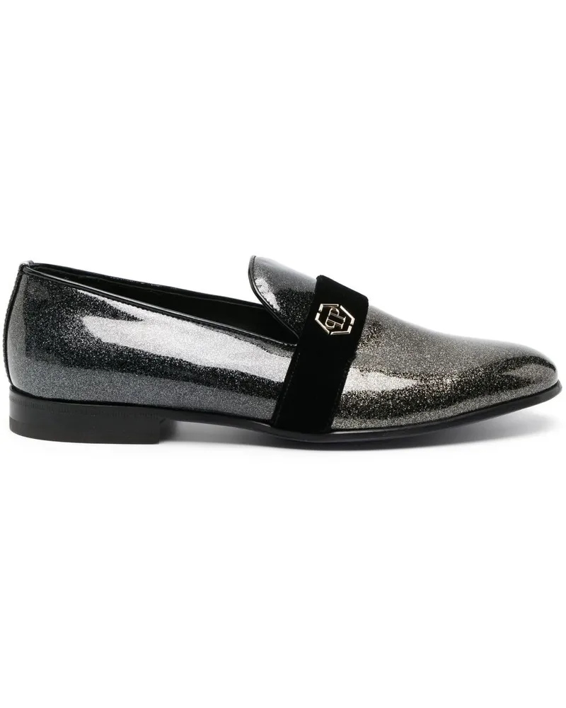 Philipp Plein Hexagon Loafer mit Glitter-Optik - Schwarz Schwarz