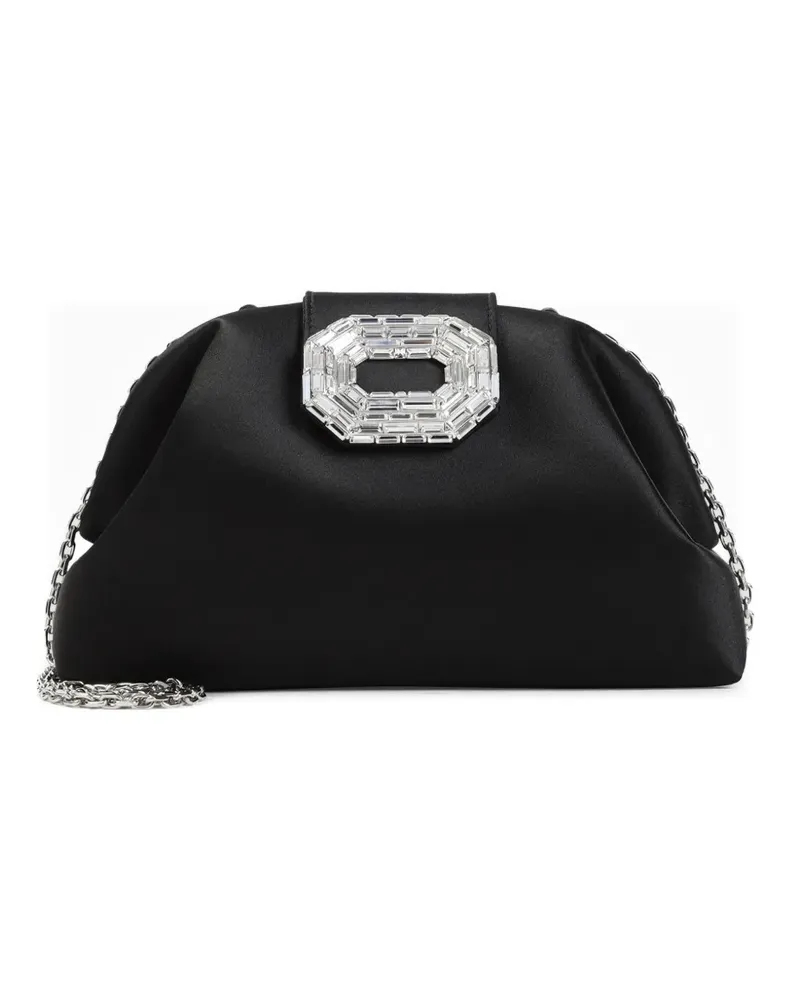 Amina Muaddi Clutch mit Perlen - Schwarz Schwarz