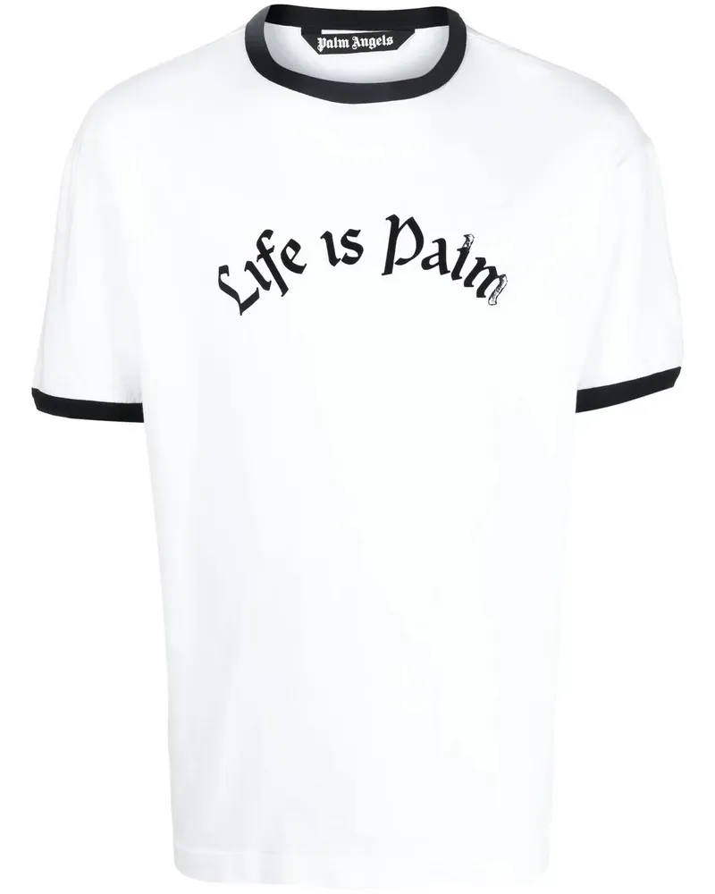 Palm Angels T-Shirt mit Slogan-Print - Weiß Weiß