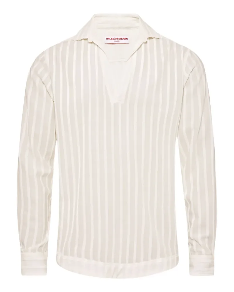 Orlebar Brown Chenille-Hemd mit Längsstreifen - Weiß Weiß