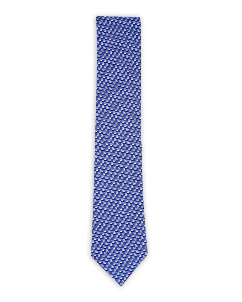 Ermenegildo Zegna sailboat-print silk tie - Blau Blau