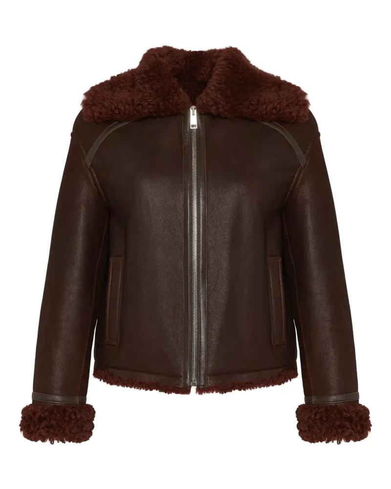 Yves Salomon Jacke mit Shearling-Kragen - Braun Braun