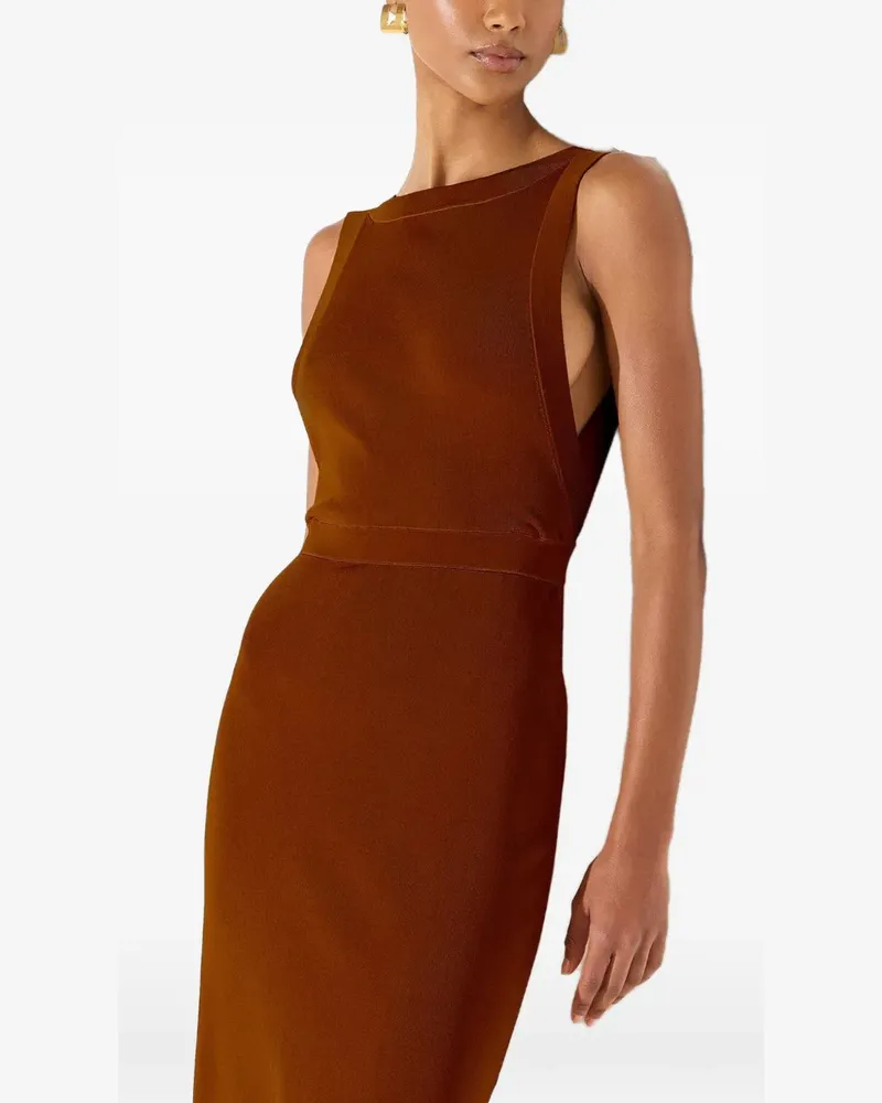 Elisabetta Franchi red carpet dress in shiny viscose fabric with charms - Braun Braun