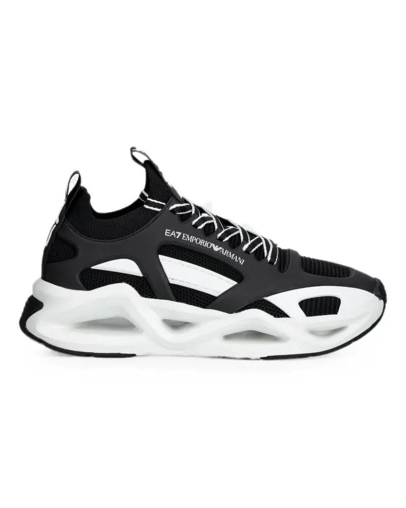 EA7 mesh-panelled logo-print sneakers - Schwarz Schwarz