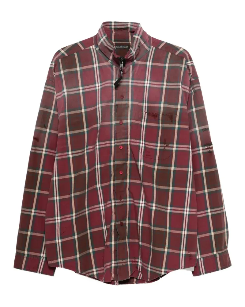 Balenciaga Kariertes Hemd mit Knöpfen - Rot Rot