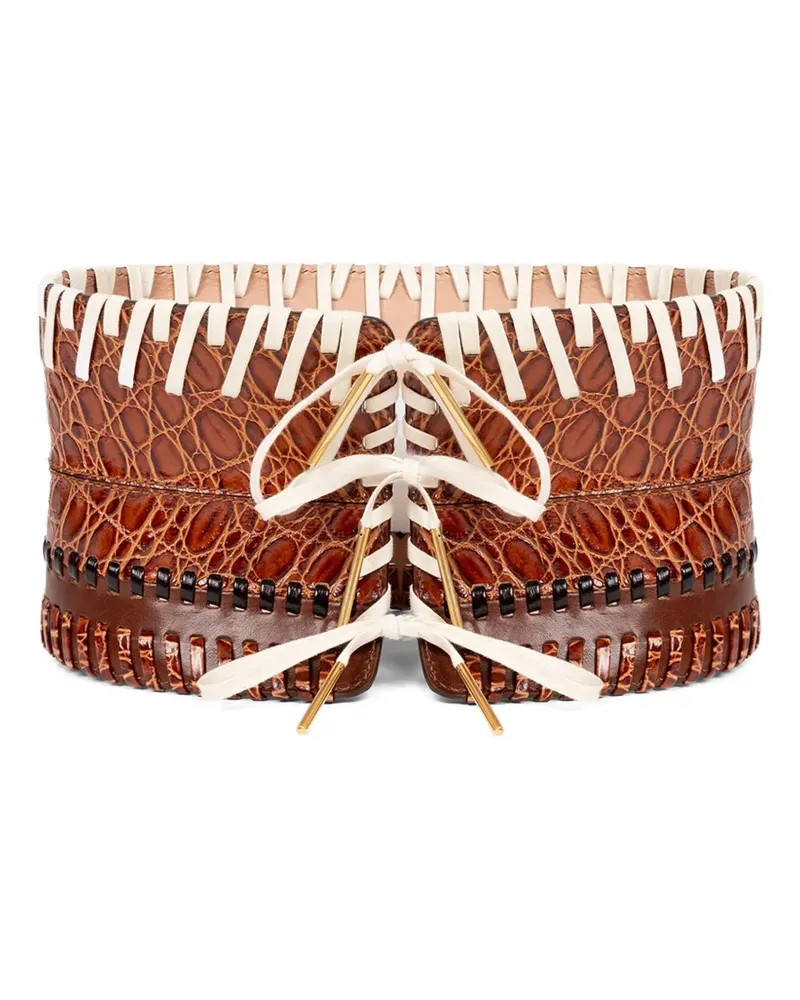 Dries van Noten Corsage-Gürtel mit Ziernaht - Braun Braun