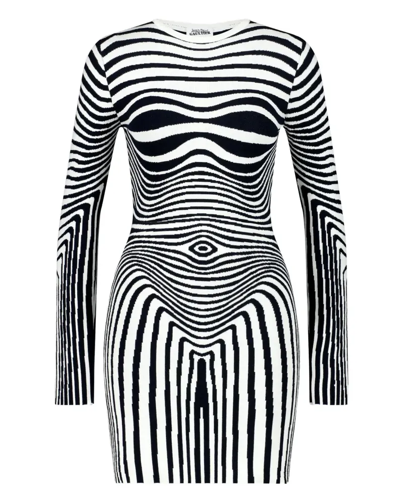 Jean Paul Gaultier Langärmeliges Kleid mit Morphing-Streifen - Nude Nude