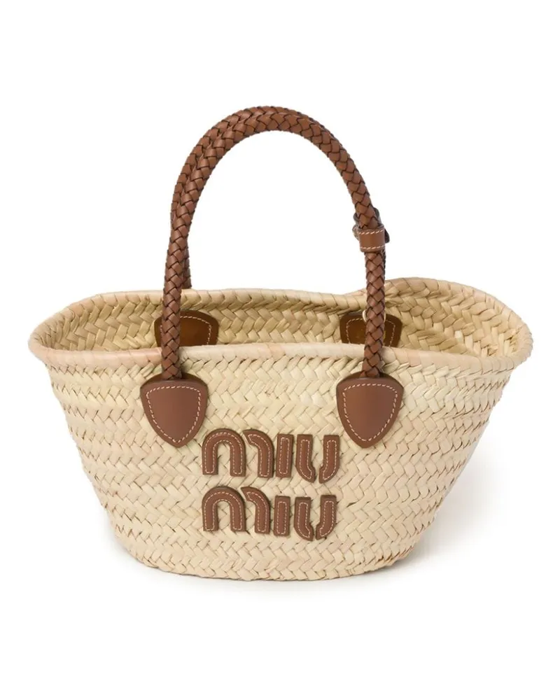 Miu Miu Tote Bag mit Lederbesatz - Nude Nude