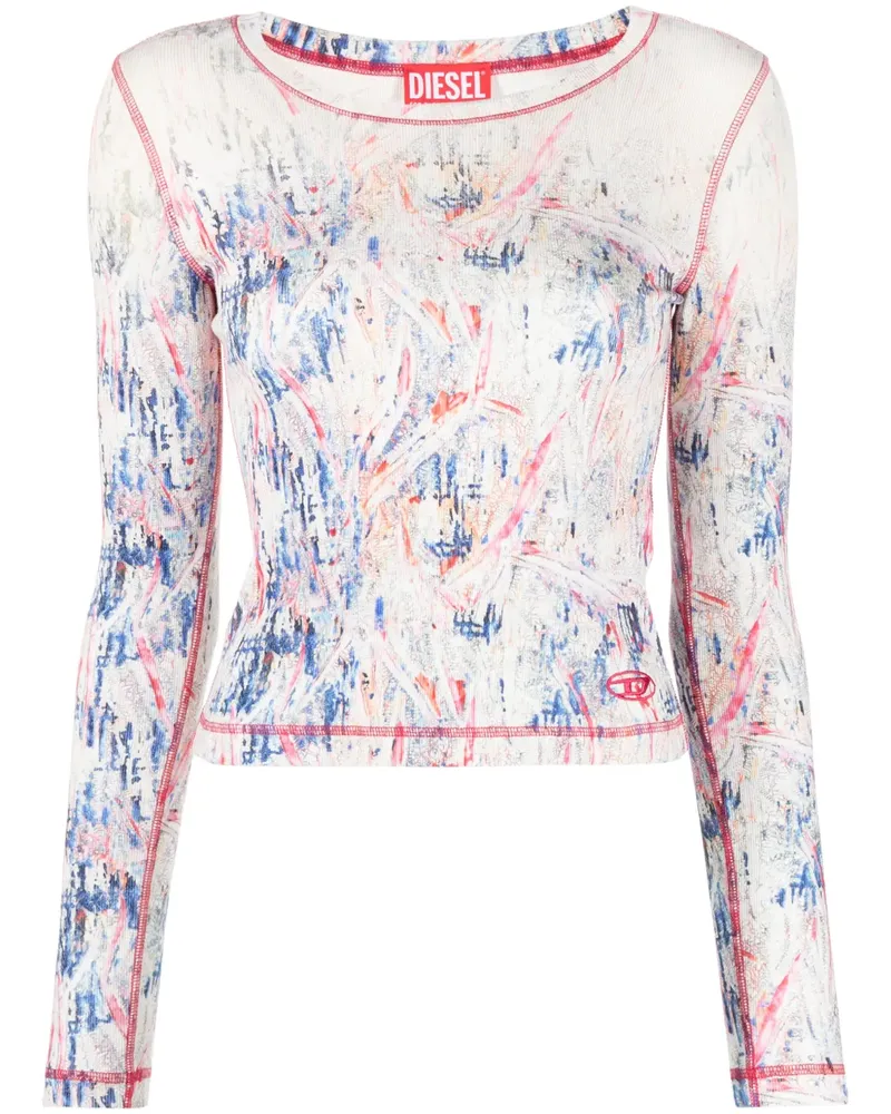 Diesel T-BANES-NC-N1 T-Shirt mit abstraktem Print - Weiß Weiß