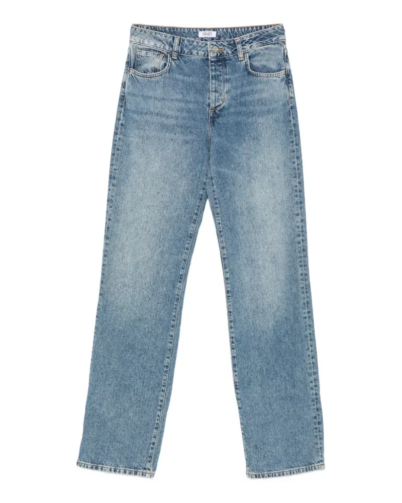 Liu Jo logo-embroidered crystal-embellished jeans - Blau Blau