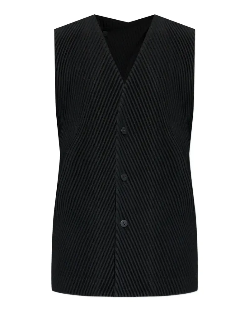 Issey Miyake plissé-effect gilet jacket - Schwarz Schwarz