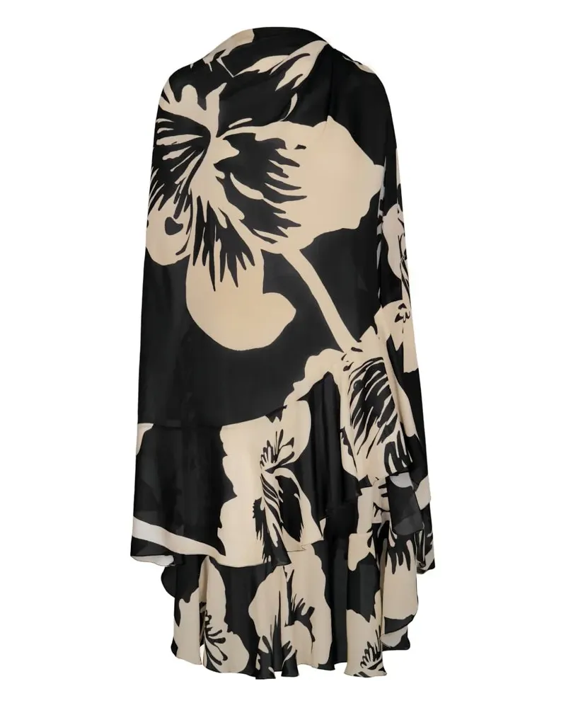 Johanna Ortiz The Old Garden floral-print ruffled cape - Schwarz Schwarz