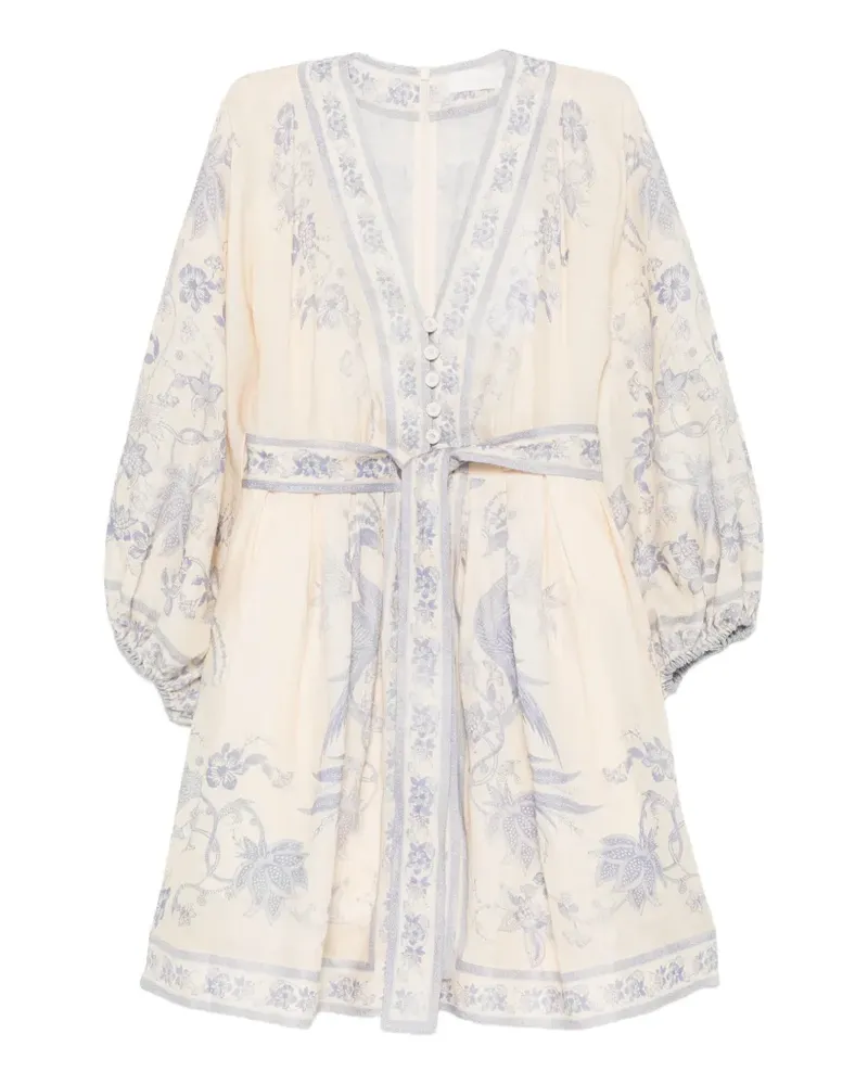 Zimmermann Indra floral-print mini dress - Nude Nude