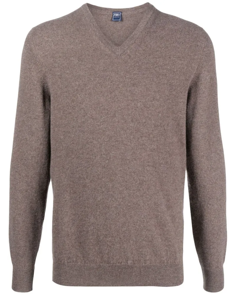 Fedeli Kaschmirpullover mit V-Ausschnitt - Braun Braun