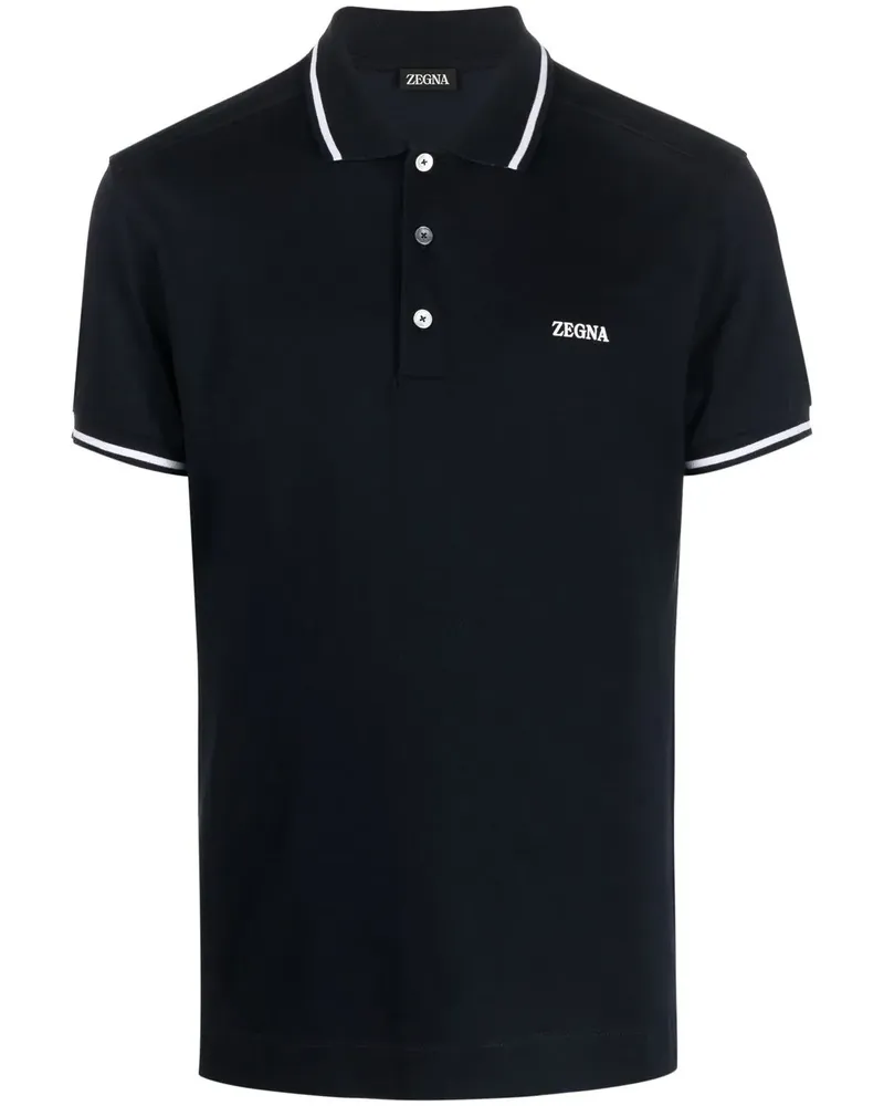 Ermenegildo Zegna Poloshirt mit Logo-Stickerei - Blau Blau