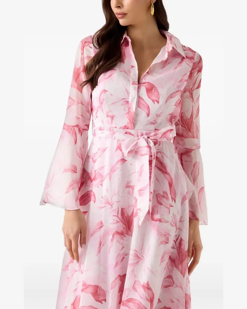 Guess floral-print belted midi dress - Weiß Weiß