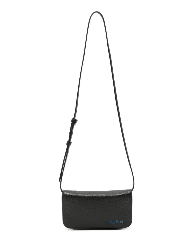 Marni logo-motif leather messenger bag - Schwarz Schwarz