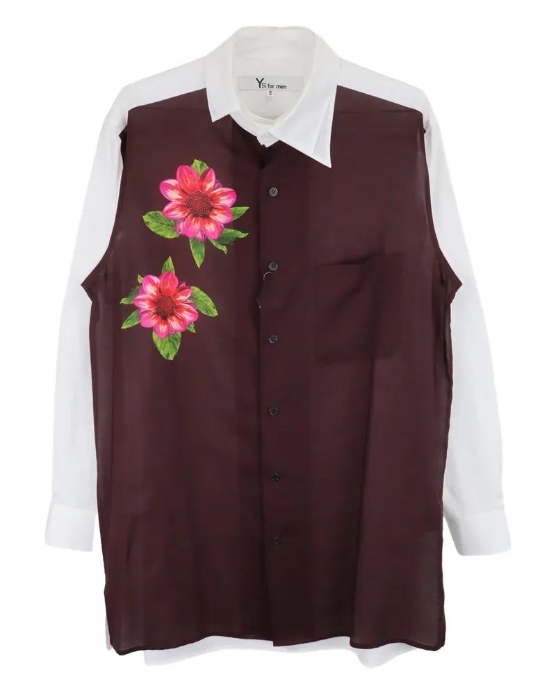 Yohji Yamamoto floral-print shirt - Weiß Weiß