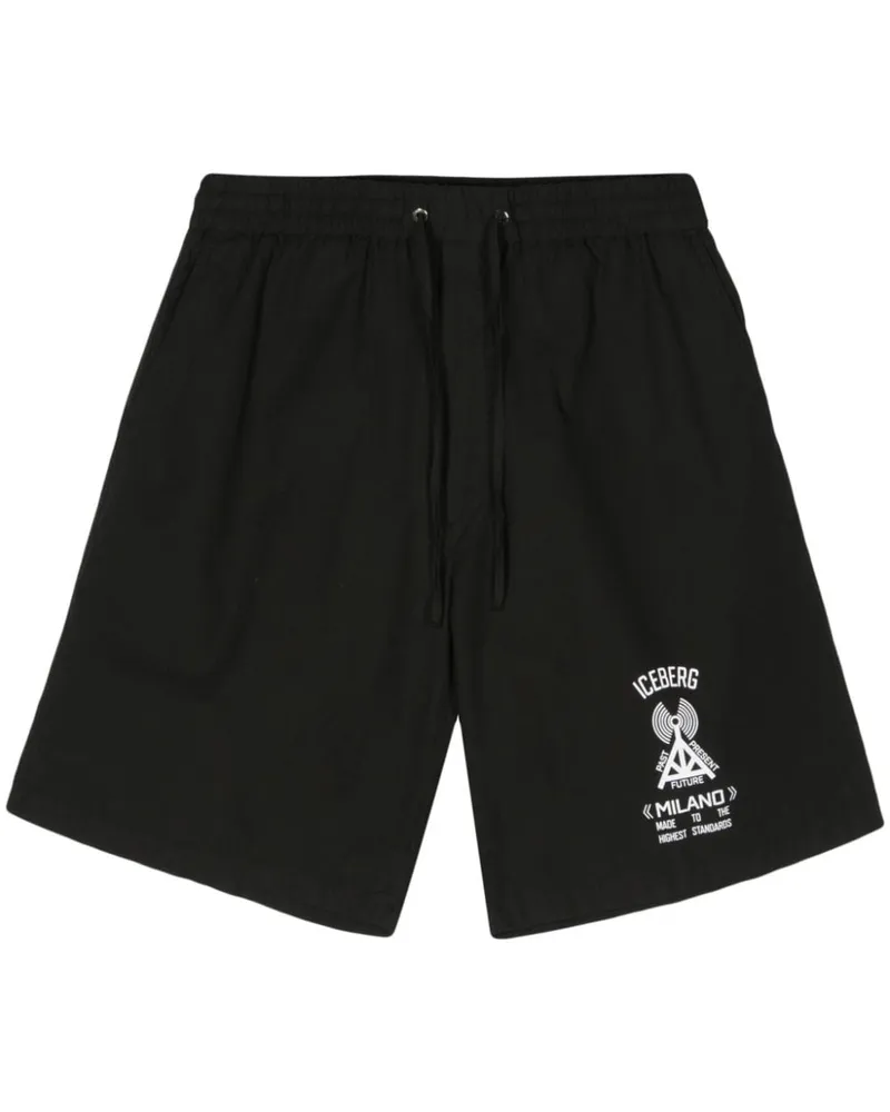 Iceberg Joggingshorts mit Logo-Print Schwarz