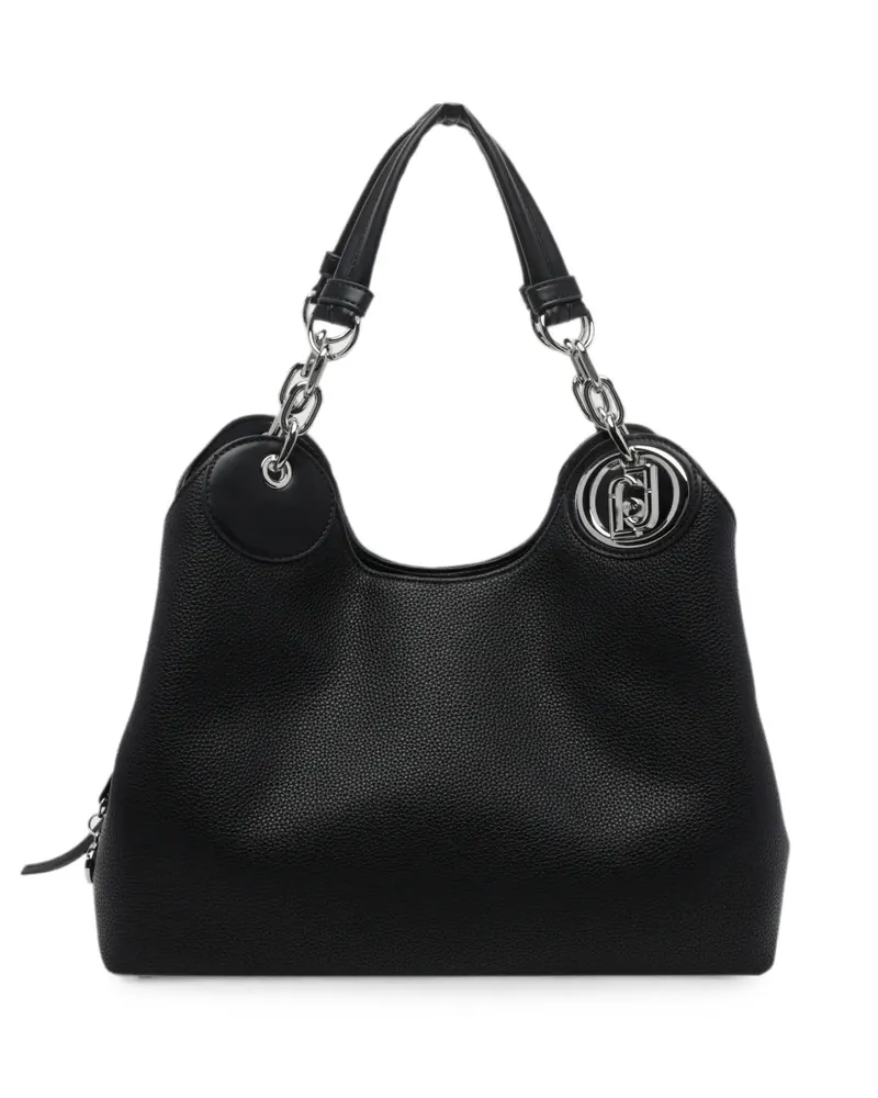 Liu Jo Mittelgroße Schultertasche mit Logo-Schild - Schwarz Schwarz