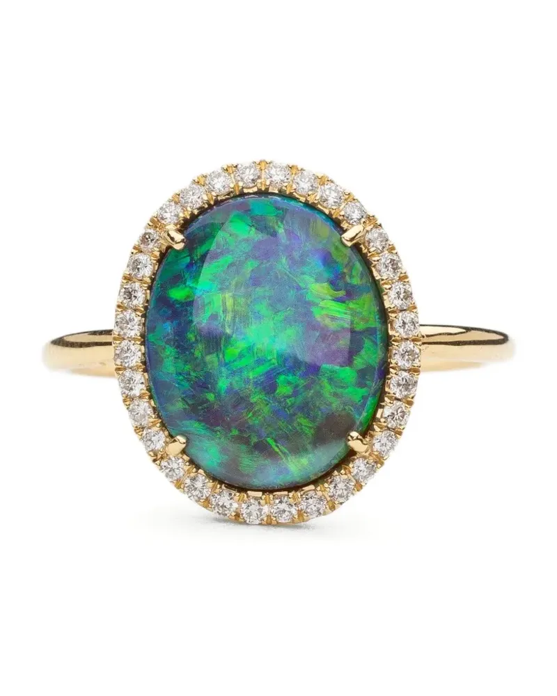 WHITE BIRD 18K recycled gold Diana opal and diamond ring - Grün Grün