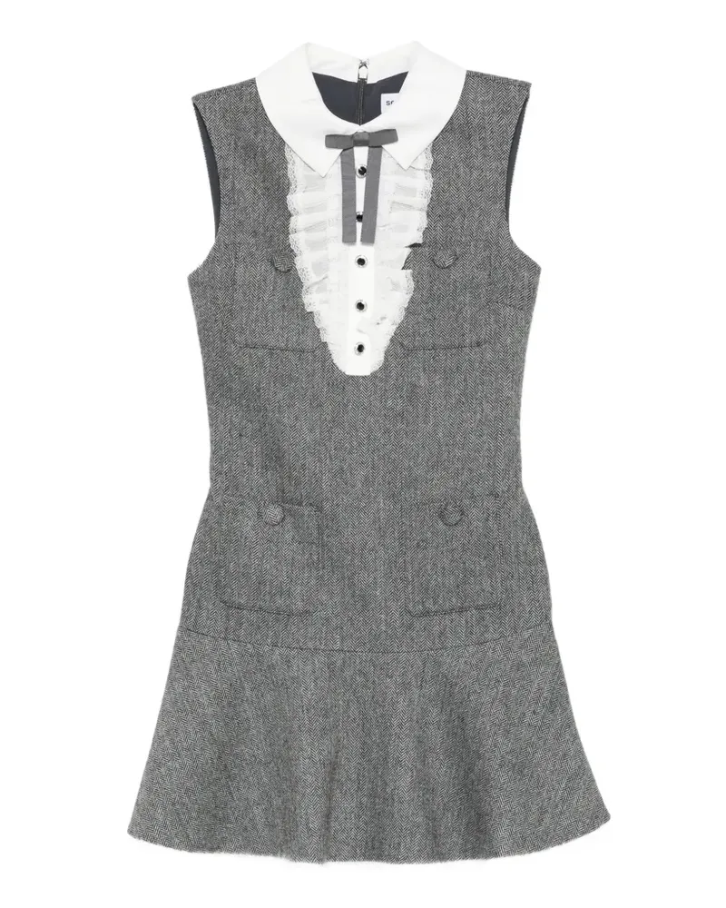Self-Portrait Minikleid mit Rüschenkragen - Grau Grau